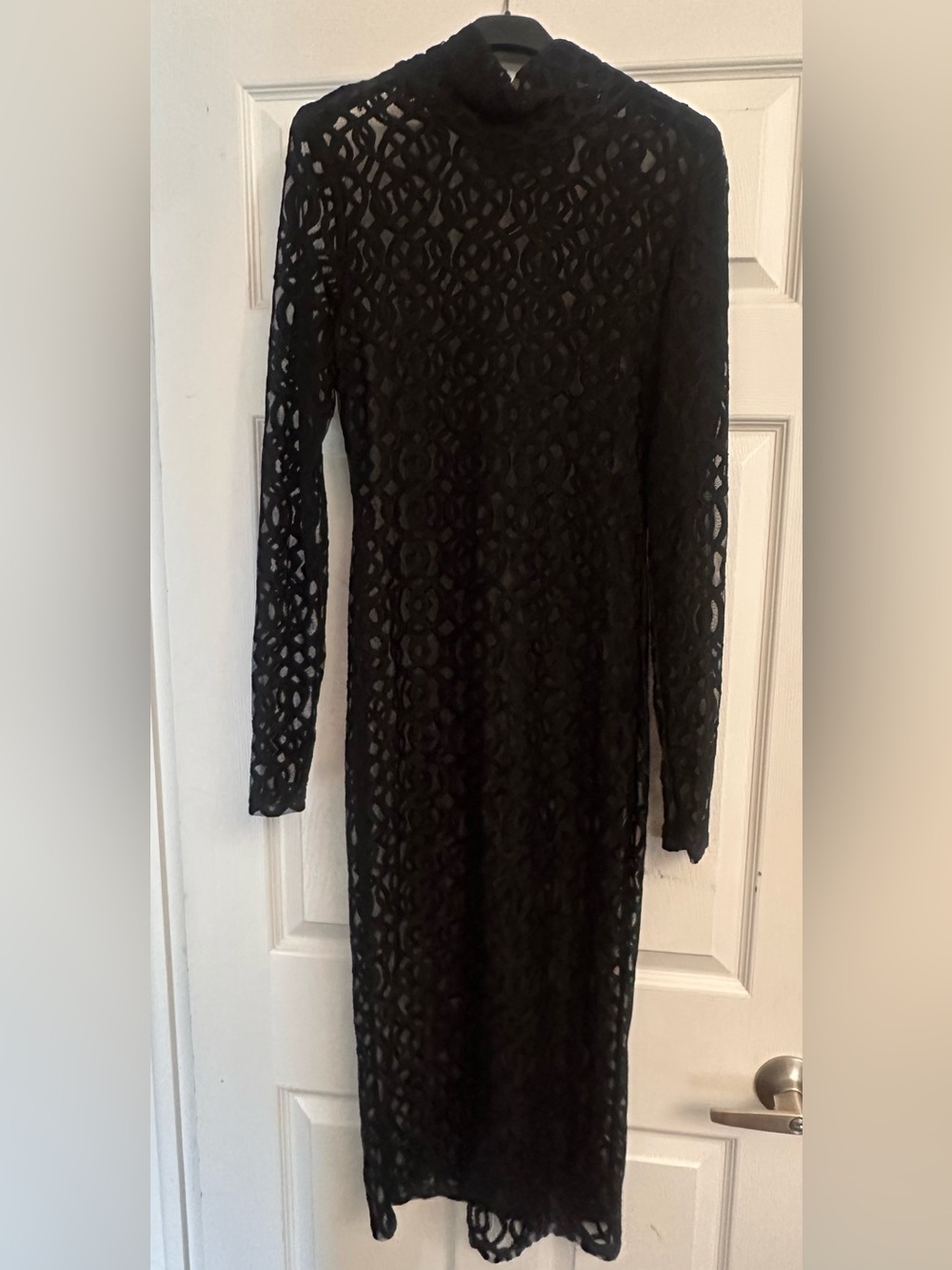 RACHEL Rachel Roy Black Long-Sleeve Lace Midi Dress